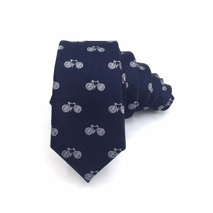 Navy ground White flower Jacquard Silk Ties in Necktie