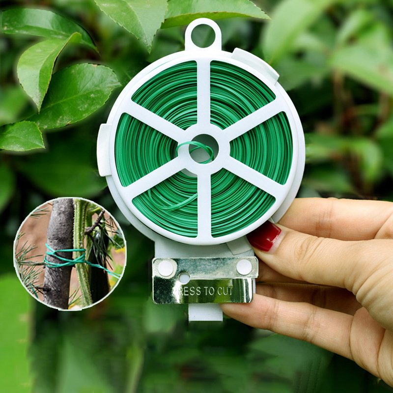 WHY253 Garden Twist Tie Reusable Green Coated String Garden Cable Gardening Vegetable Grafting Fixer Climbers