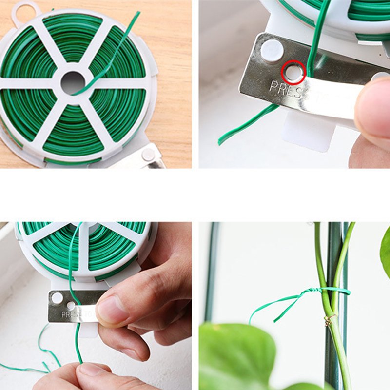 WHY253 Garden Twist Tie Reusable Green Coated String Garden Cable Gardening Vegetable Grafting Fixer Climbers