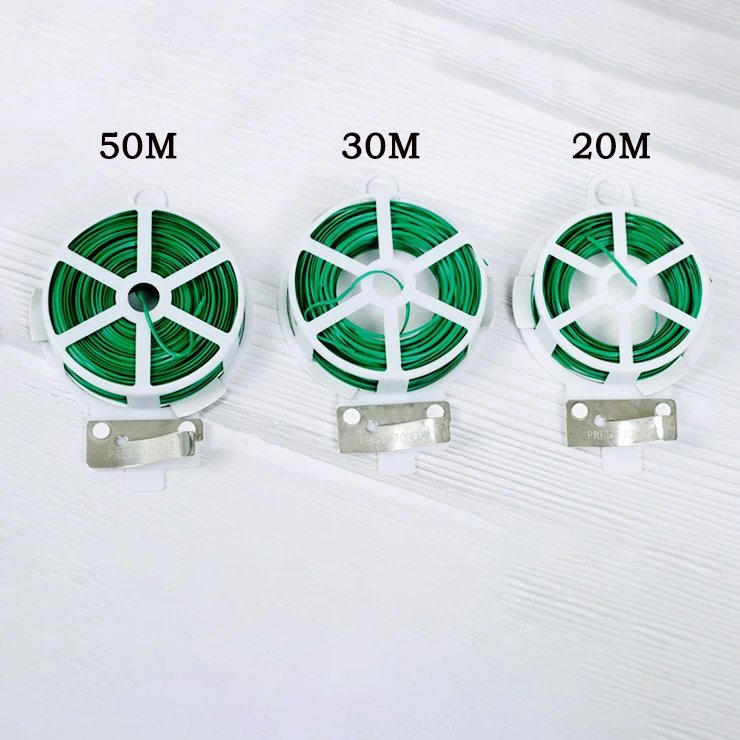 WHY253 Garden Twist Tie Reusable Green Coated String Garden Cable Gardening Vegetable Grafting Fixer Climbers