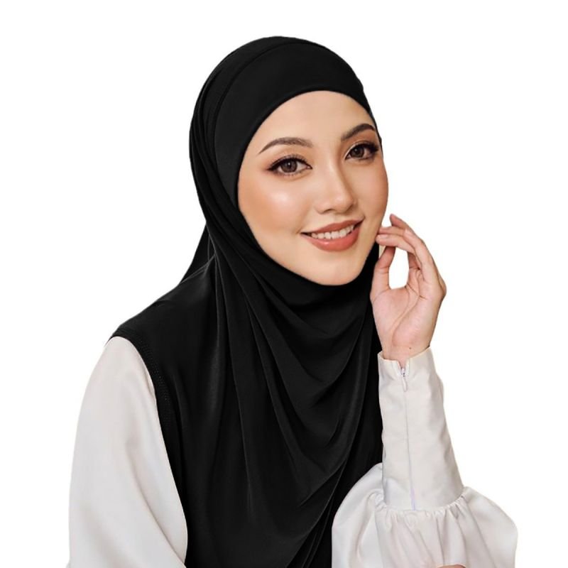 Hot Selling 70cm Niqab Tie Back Amira Ninja Instant Hijab Malaysia Adjustable Cover Mouth And Neck Stretchy For Muslim Women