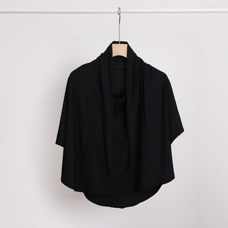 Hot Selling 70cm Niqab Tie Back Amira Ninja Instant Hijab Malaysia Adjustable Cover Mouth And Neck Stretchy For Muslim Women