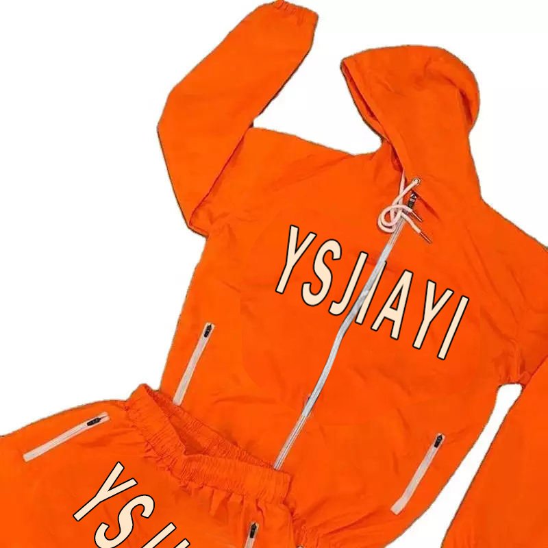 Custom shorts and jacket set sweat suit streetwear mens 3m reflective windbreaker jacket tracksuit set