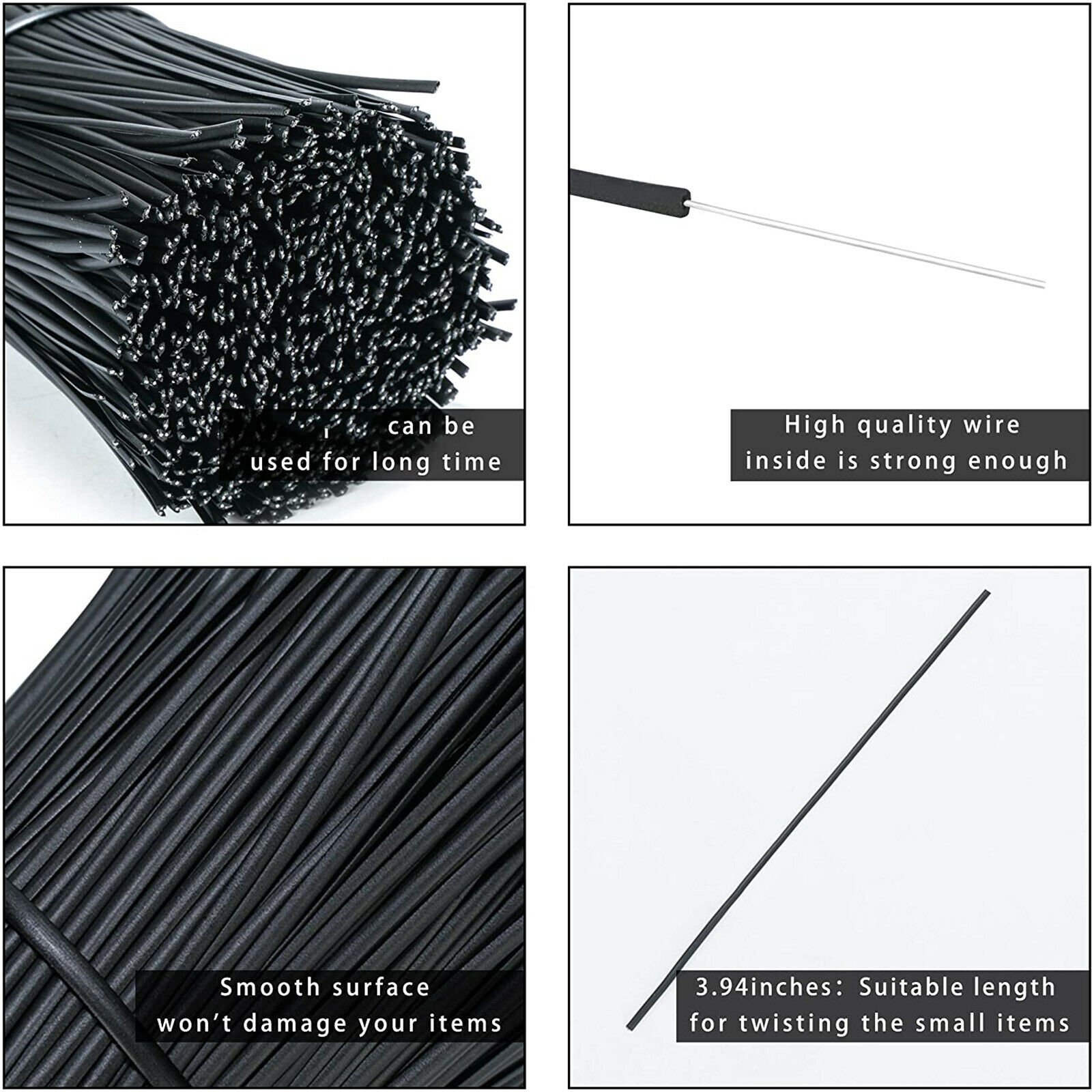 Pack Of 1000 Metallic Twist Ties Plastic Cable Cord Ties Reusable Packaging Wire