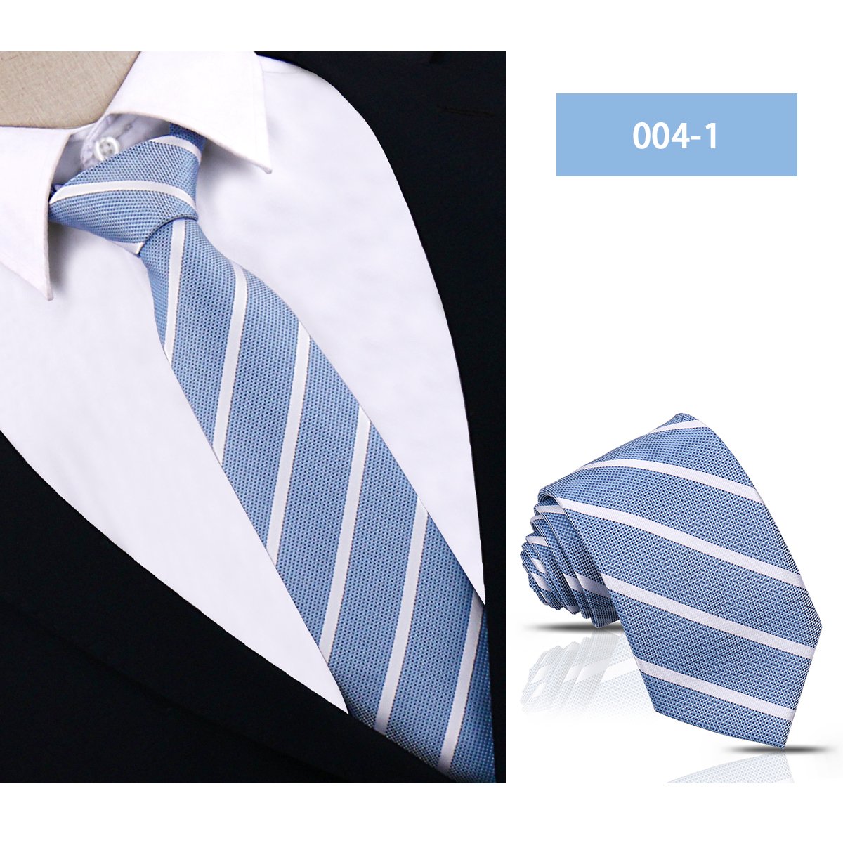 Luxury Striped Sky Blue Yellow Neckties For Men Silk Classic Wedding Ties High Quality