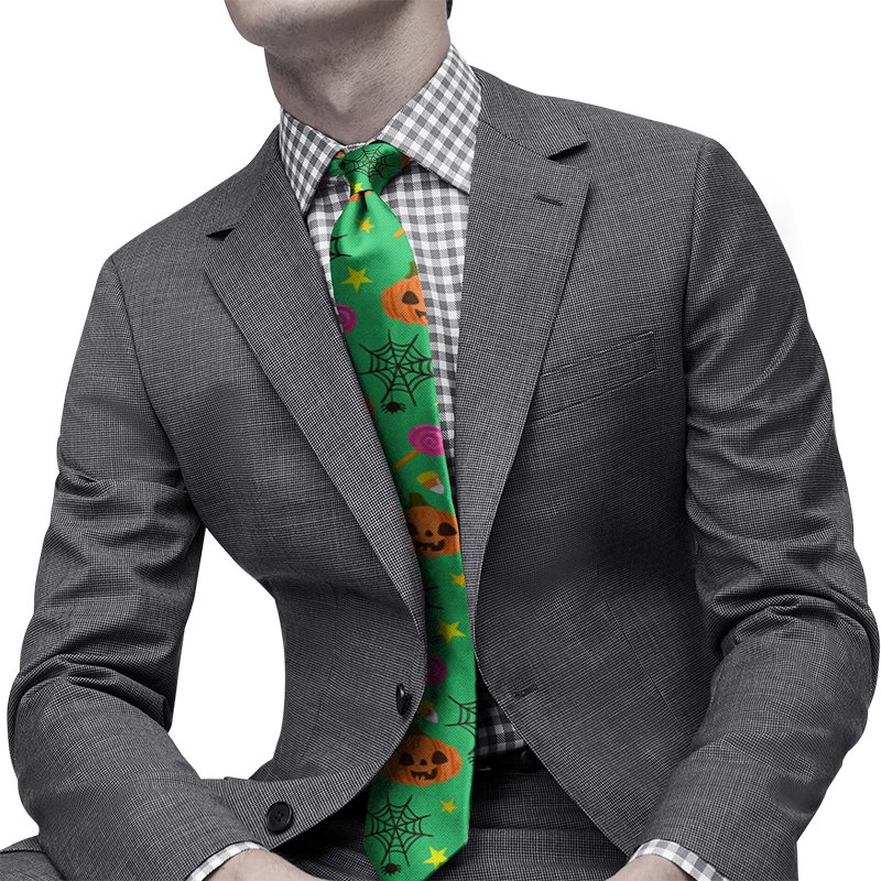 New Design Polyester Tie Unisex Fashion Skull Print 8CM Men's Formal Tie Creative Halloween Funny Pumpkin Casual Party Tie Gifts
