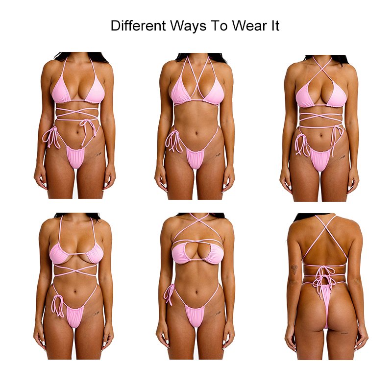 New Designer Bikini Woman Strappy Cross Halter Neck Bathing Suits Brazil Hollow Out Sexy Thong Mini Micro Bikini Women Swimwear