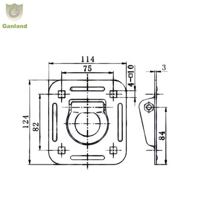 GL-14136 5000 LBS Steel Recessed Pan Fitting Cargo Tie Down Anchor D Ring