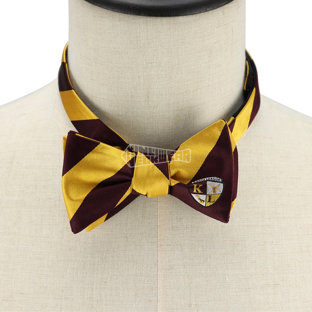 Custom Fraternity Poly Golden Stripe Private Label Selftie Silk Butterfly Bowties Logo Designer Mens Bow Ties
