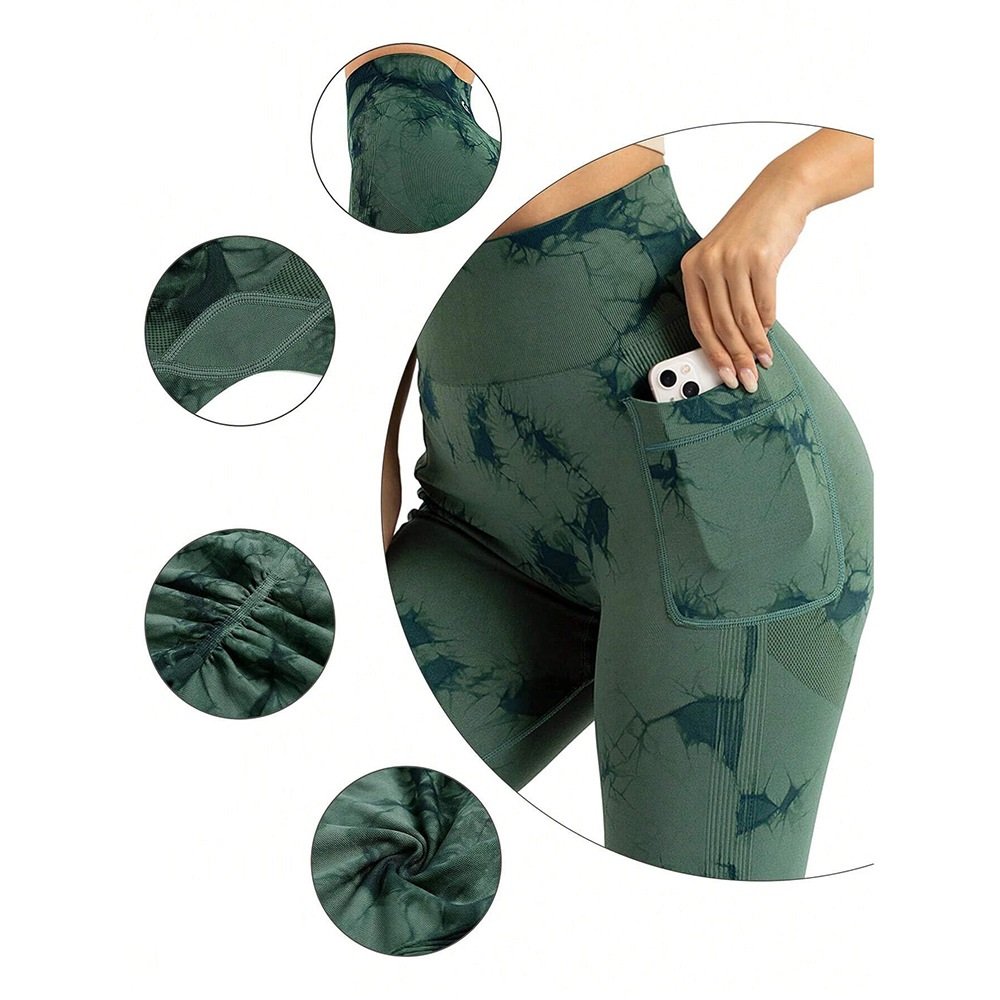 HH Custom Logo Ribbed Tie Dye Push Up Yoga Leggings Women Gym Fitness Sports Wear Seamless Workout Yoga Pants Tights Running Oem