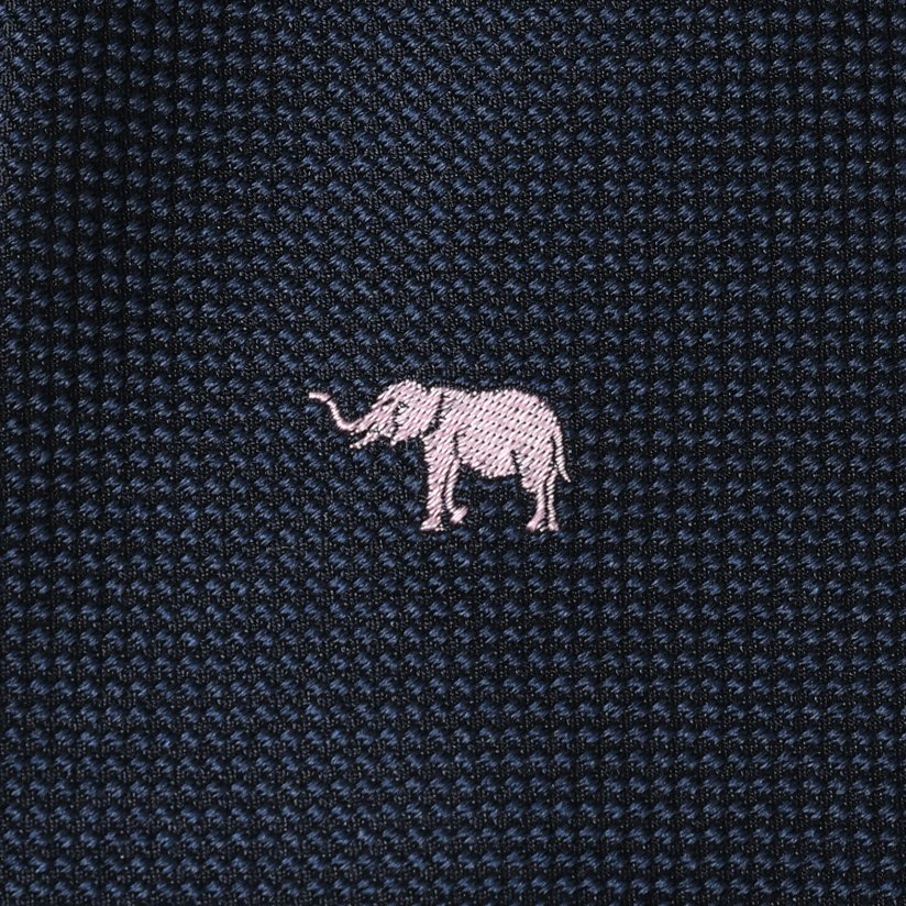 Elegant Men's Woven Tie - 100% Silk Lined in Night Blue with Pink Powder Embroidery - Custom Options for Corporate Events