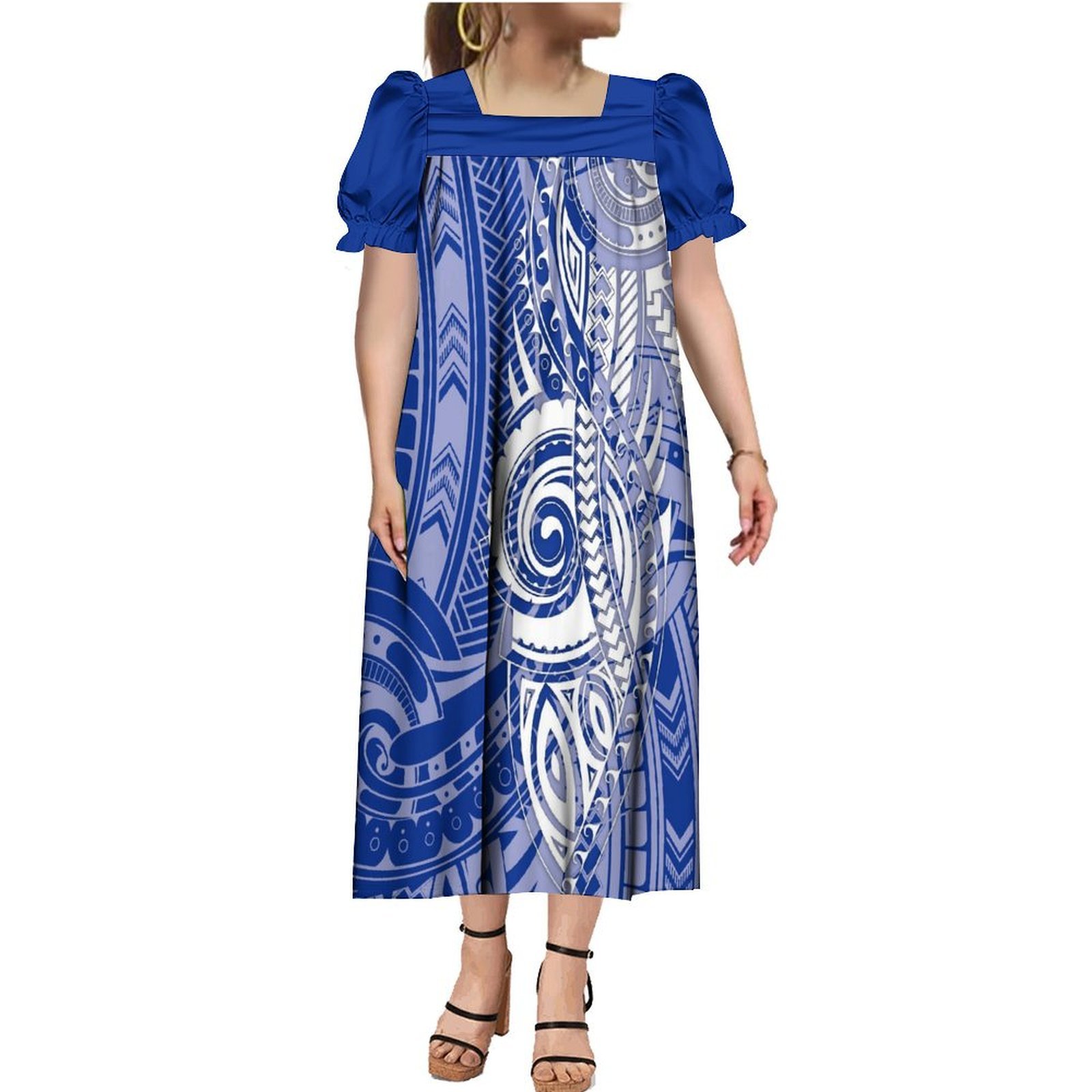 Wholesale Customized Micronesian Mumu Dress Women Elegant Fancy Bubble Sleeve Puffy Dresses Polynesian Plus Size Womens Dresses