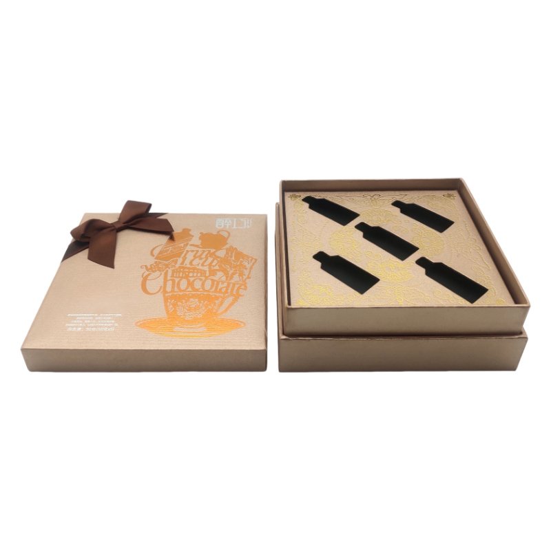 High quality Chocolate Box Lid and Bottom Gift Box Chocolate Packaging with Bows