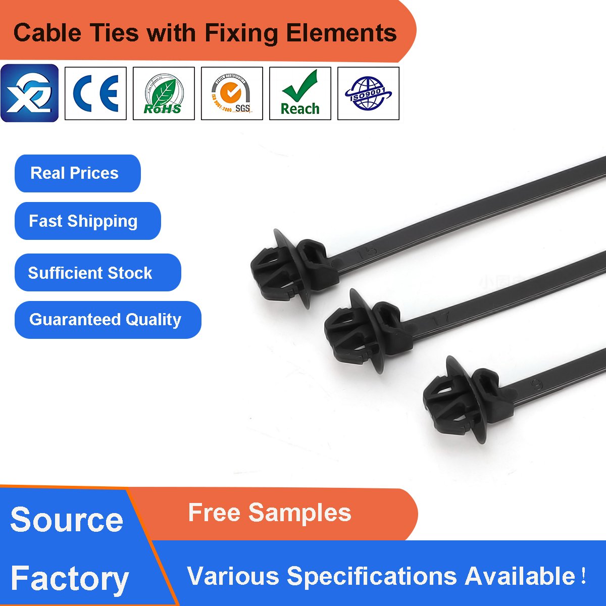 Ready to Ship Revolutionize Fastening: Push Mount Cable Zip Ties with Arrowhead for Oval Holes