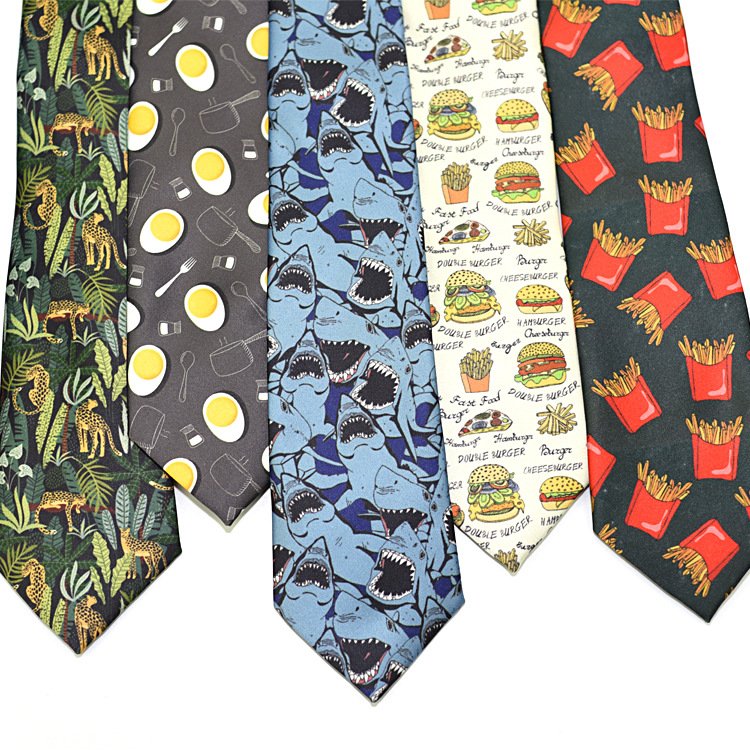 NO MOQ Custom Digital Printing Novelty Polyester Tie Logo Printed Ties Men Available Neckties