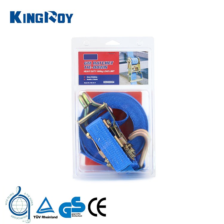 KINGROY 1.5inch 6m 2ton polyester tie down straps truck straps with claw hooks for cargo control