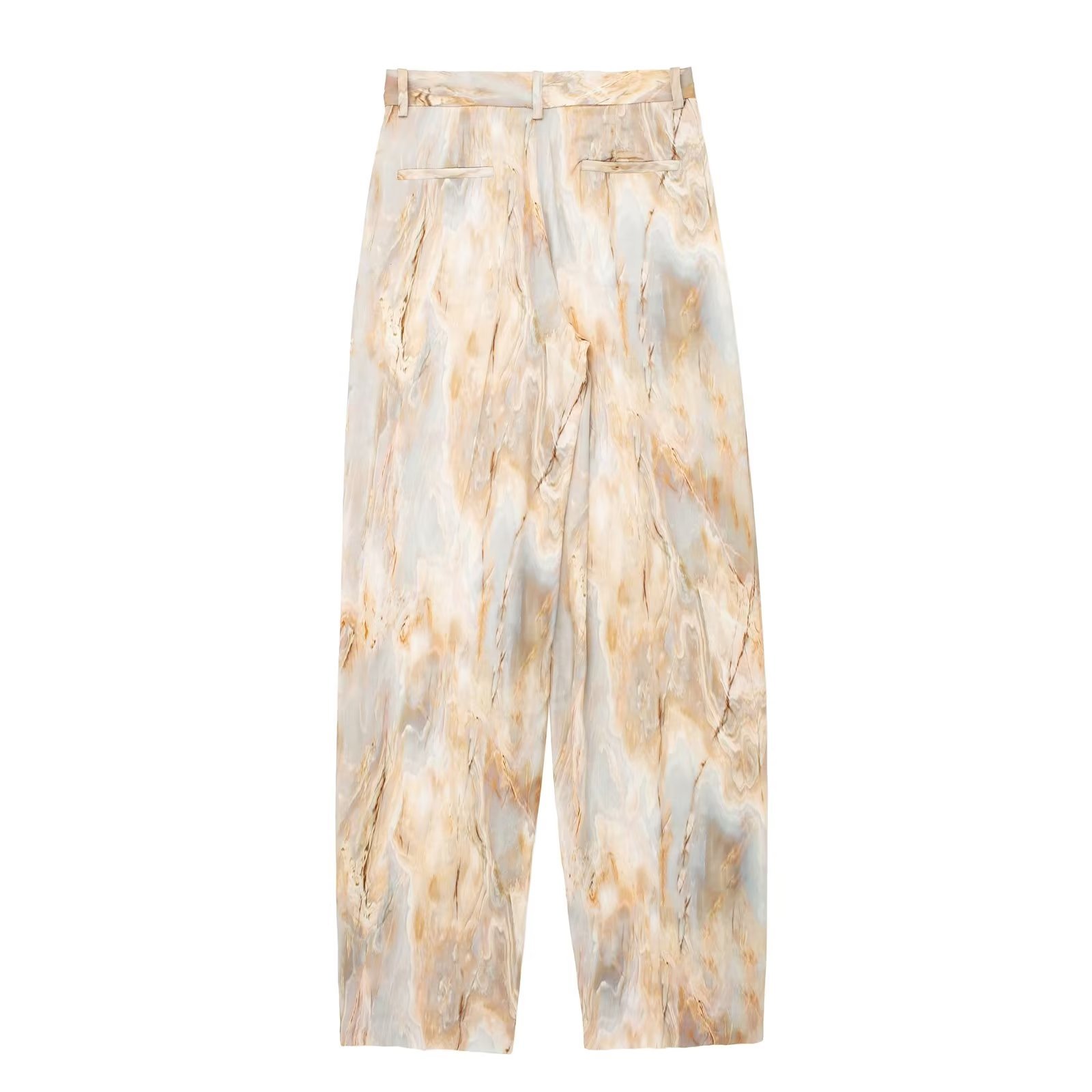 PB&ZA Women 2023 spring New Chic Fashion Tie dyed straight leg pants Vintage High Waist Waist Female Trousers Mujer