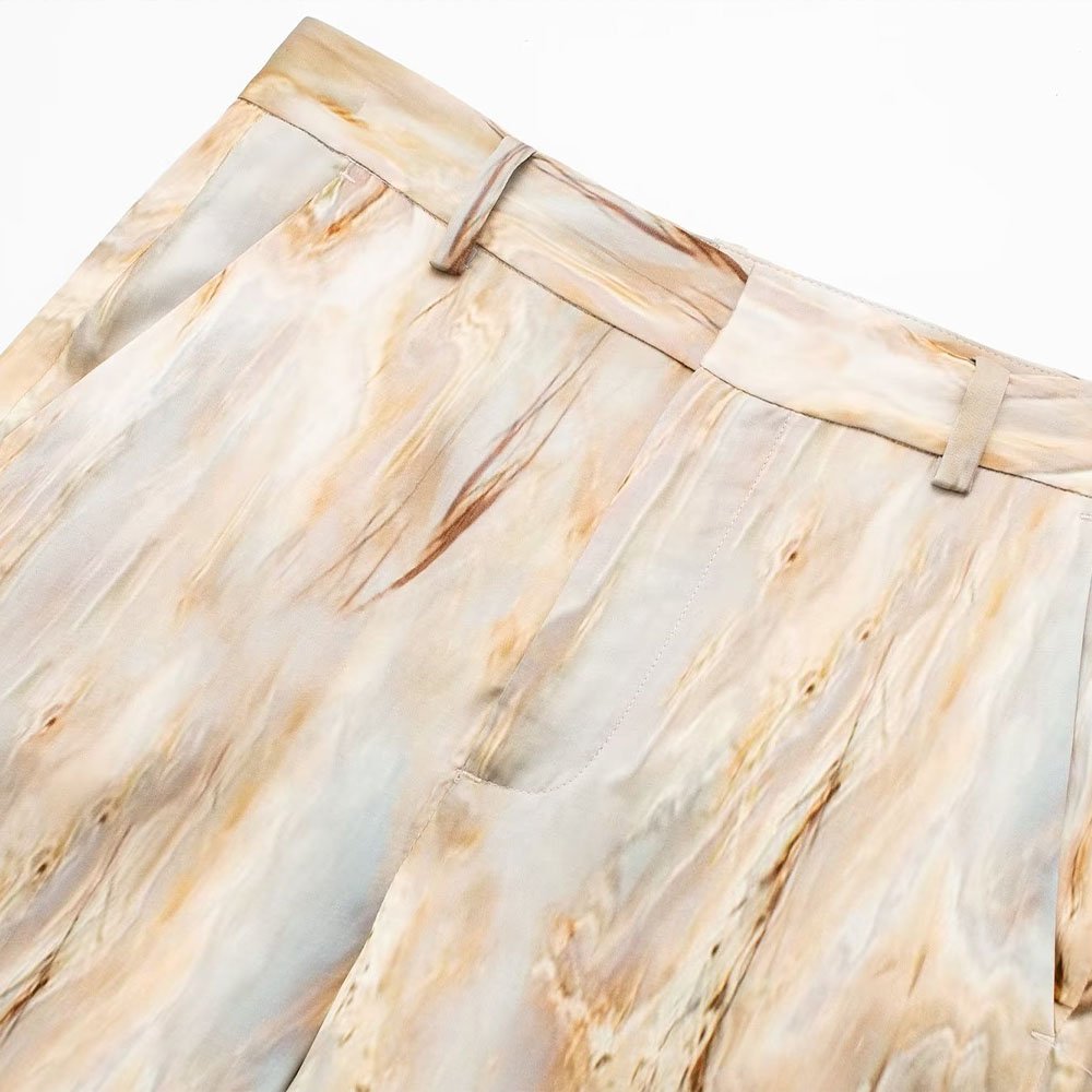 PB&ZA Women 2023 spring New Chic Fashion Tie dyed straight leg pants Vintage High Waist Waist Female Trousers Mujer