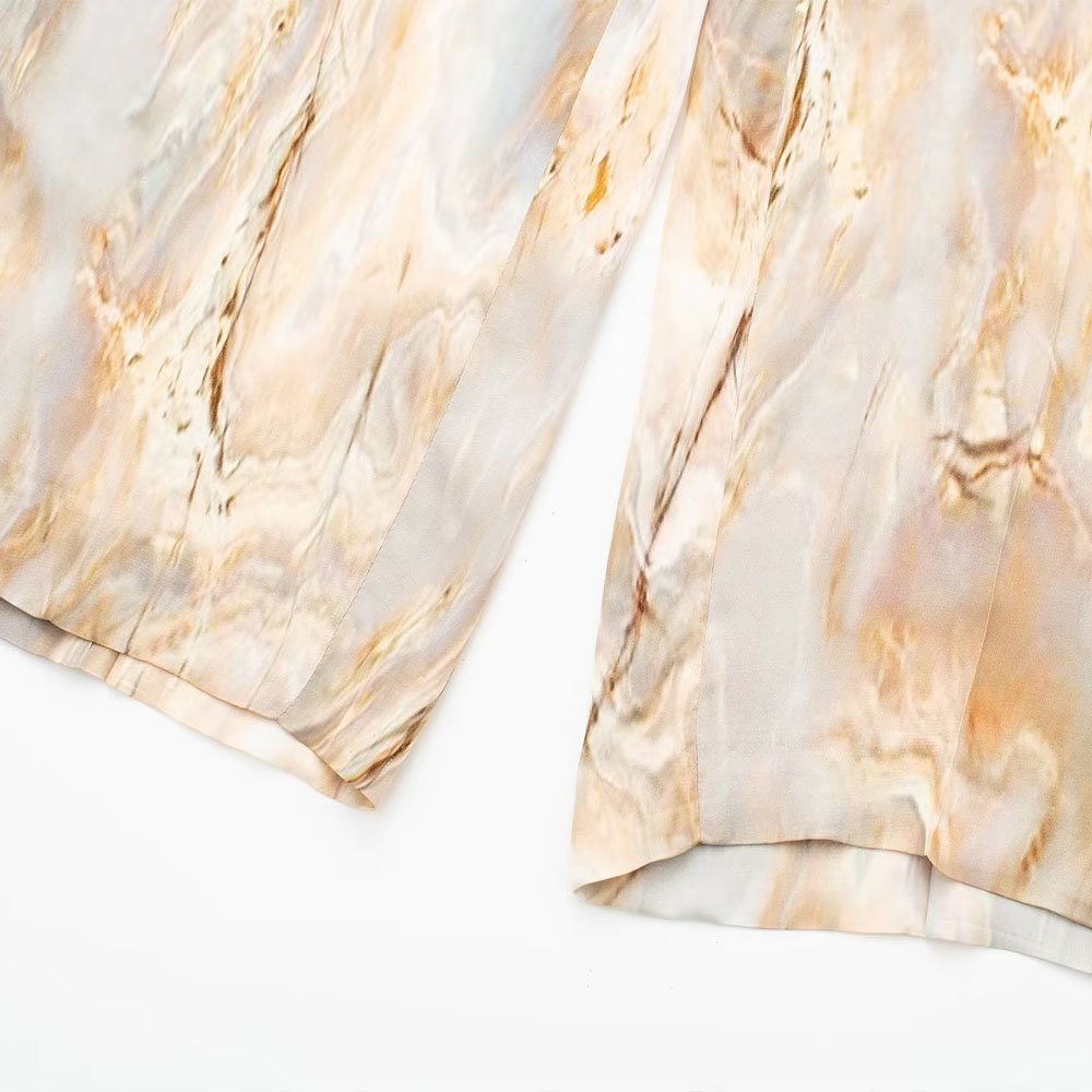 PB&ZA Women 2023 spring New Chic Fashion Tie dyed straight leg pants Vintage High Waist Waist Female Trousers Mujer