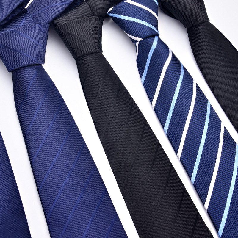 2024 hot-selling factory spot men business tie 8cm hand-made professional formal interview striped tie jacquard polyester silk
