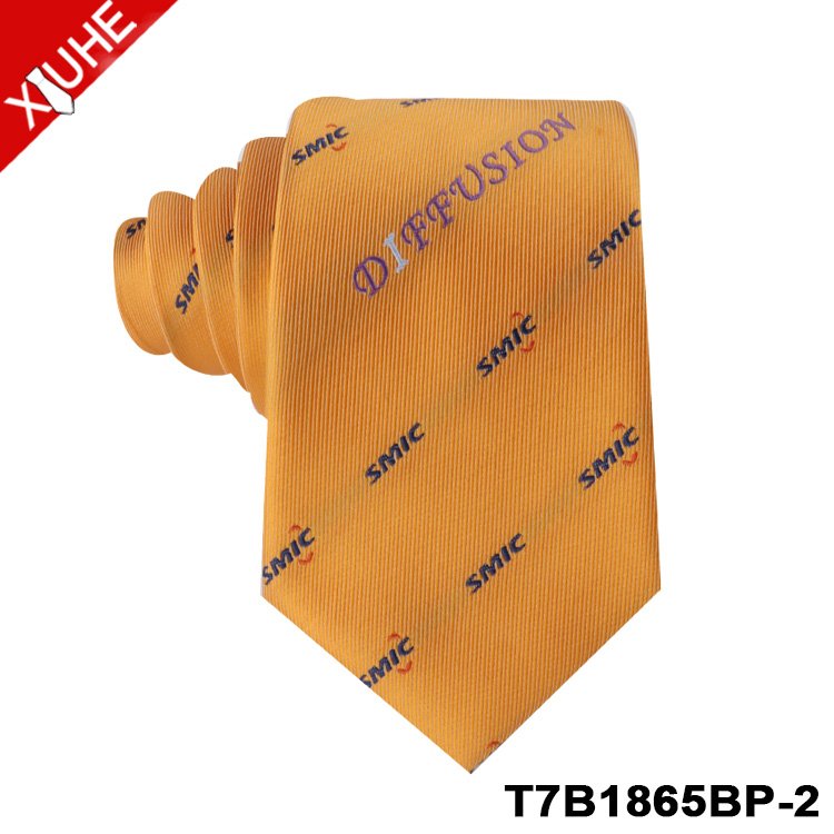 Uniform Tie OEM ODM Tie Gold Color School Jacquard Slim Necktie Mens Custom LOGO Polyester Ties