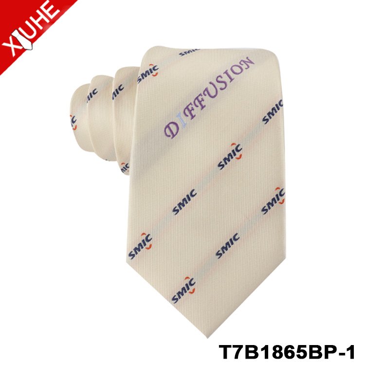 Uniform Tie OEM ODM Tie Gold Color School Jacquard Slim Necktie Mens Custom LOGO Polyester Ties