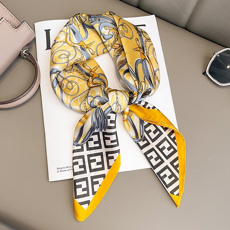 New Custom Square Silk Head Scarf 70*70cm Silk Square Neck Tie Short Scarf For Women Luxury Designer Silk Headwear Bandanas