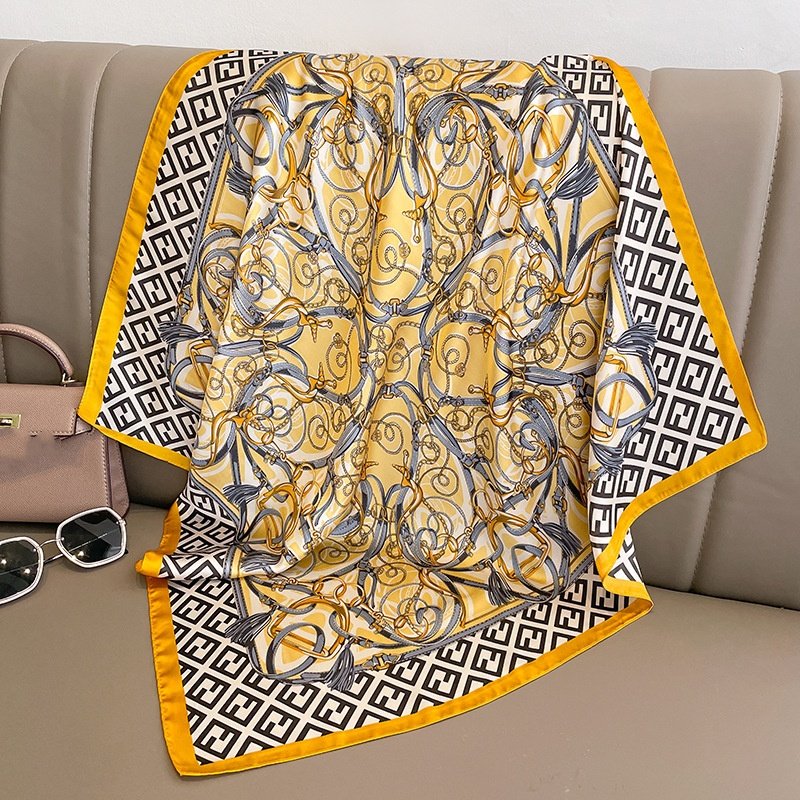 New Custom Square Silk Head Scarf 70*70cm Silk Square Neck Tie Short Scarf For Women Luxury Designer Silk Headwear Bandanas