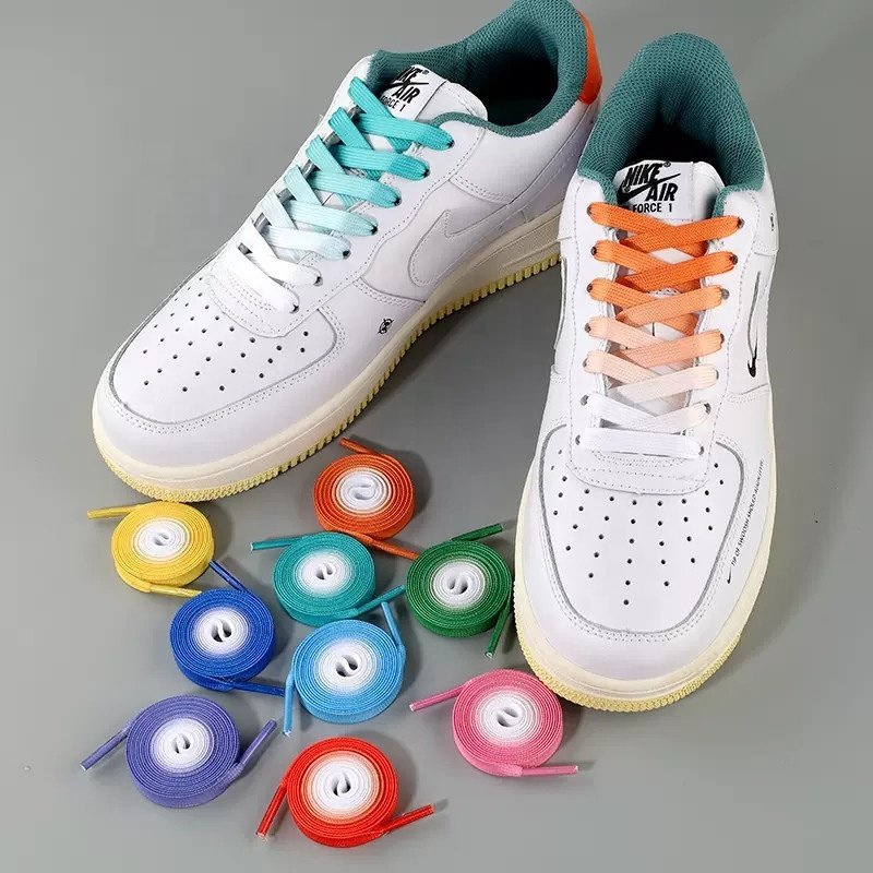 Gradient Cashew Flowers Laces Printed Flat Canvas Shoelaces Sports Casual Basketball Shoes Laces for Women and Men Shoe Laces