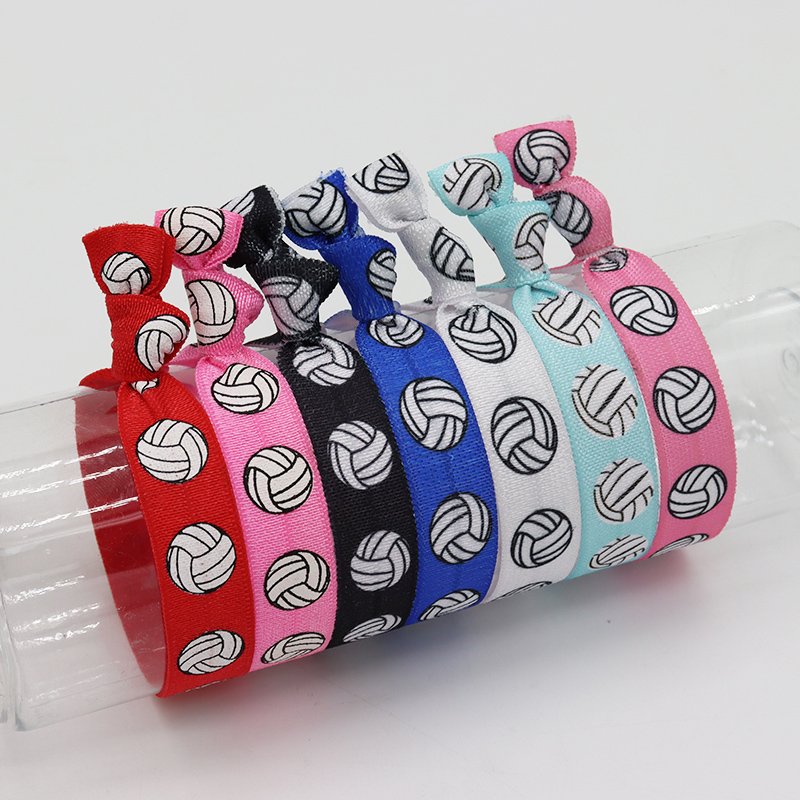 Custom Print Volleyball No Crease Ponytail Holder Hair Bands Knotted Elastic Hair Ties