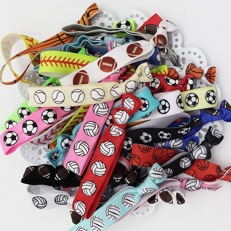 Custom Print Volleyball No Crease Ponytail Holder Hair Bands Knotted Elastic Hair Ties