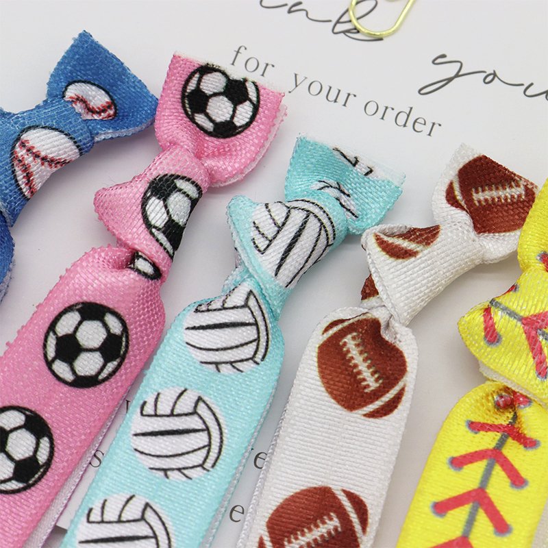 Custom Print Volleyball No Crease Ponytail Holder Hair Bands Knotted Elastic Hair Ties