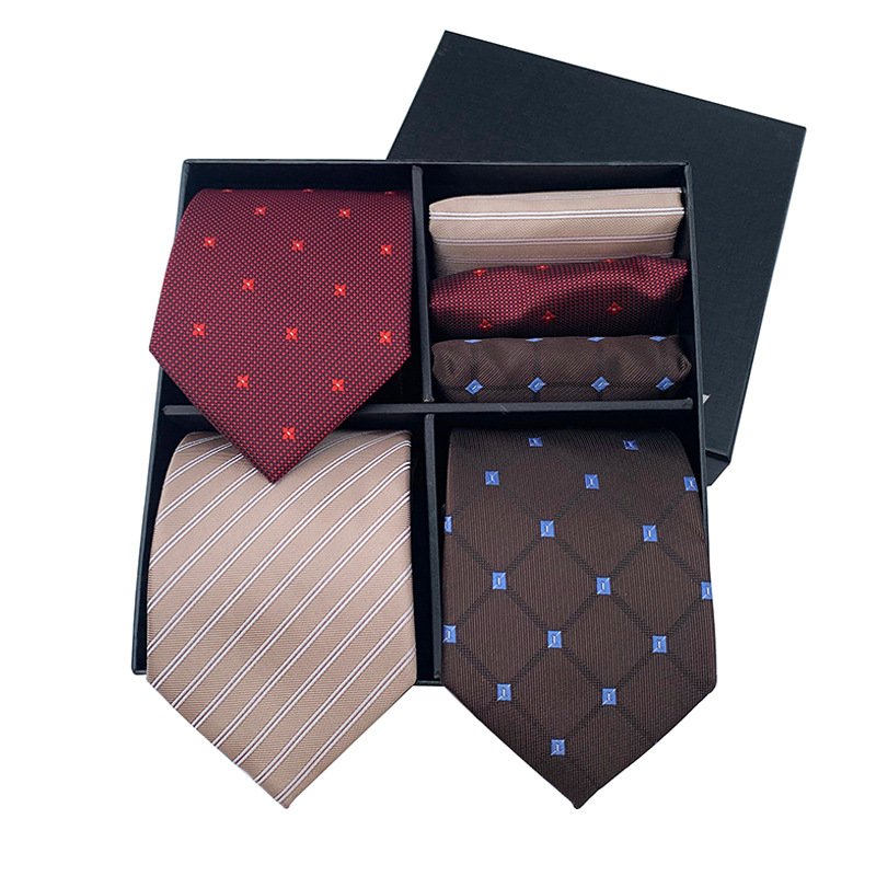 New men's tie good quality gift box business suit tie pocket towel 3 sets set