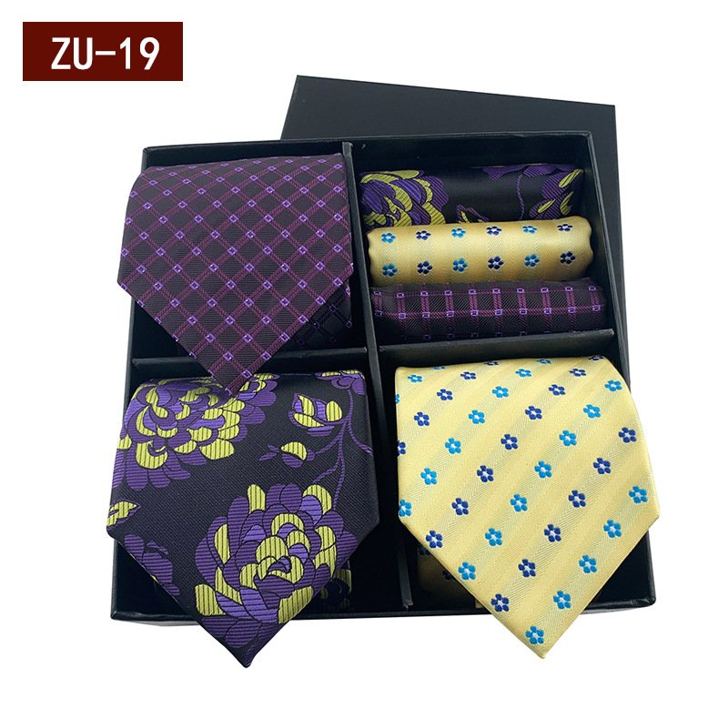 New men's tie good quality gift box business suit tie pocket towel 3 sets set
