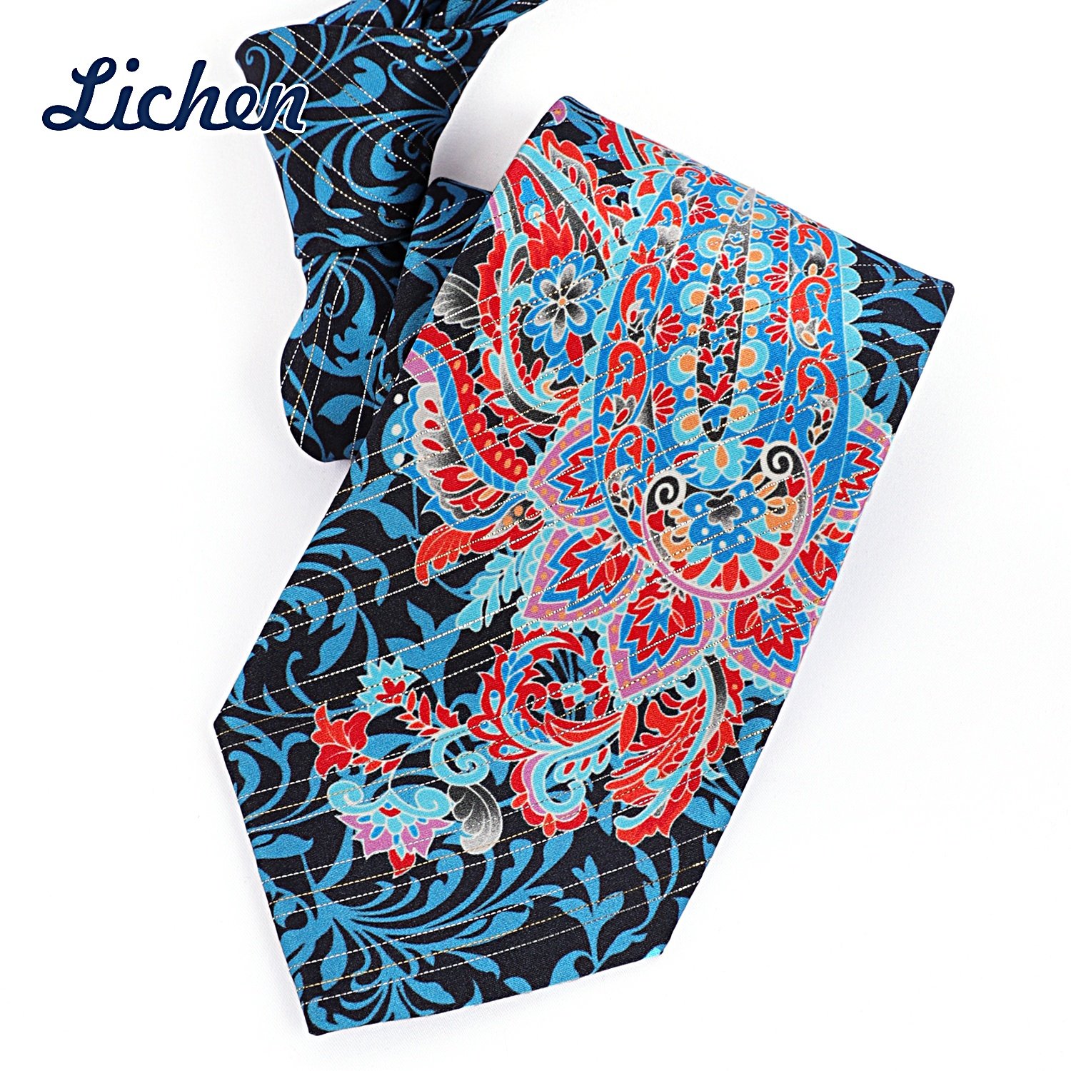 Gold Shiny Yarn Paisley Printed Men Tie Silk Skinny Necktie Man Tie