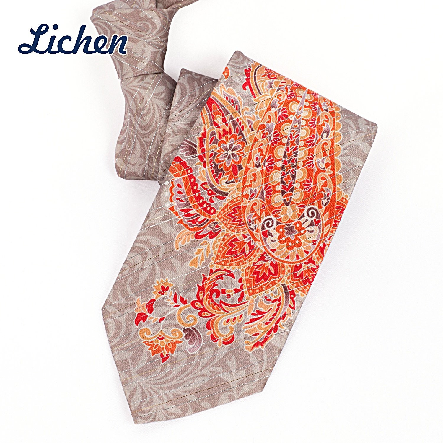 Gold Shiny Yarn Paisley Printed Men Tie Silk Skinny Necktie Man Tie