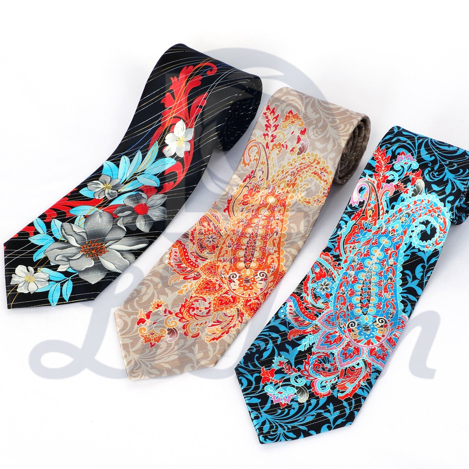 Gold Shiny Yarn Paisley Printed Men Tie Silk Skinny Necktie Man Tie