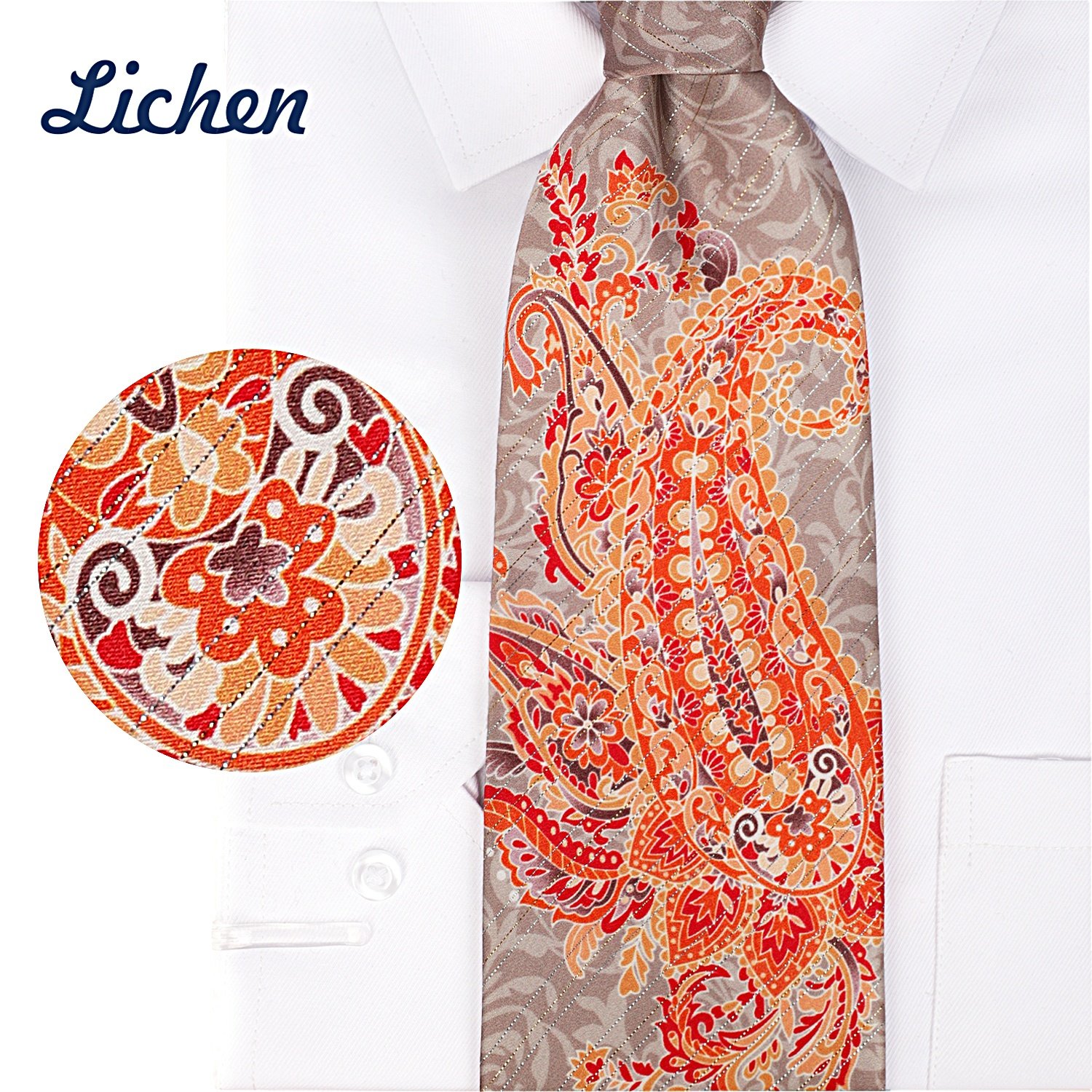 Gold Shiny Yarn Paisley Printed Men Tie Silk Skinny Necktie Man Tie
