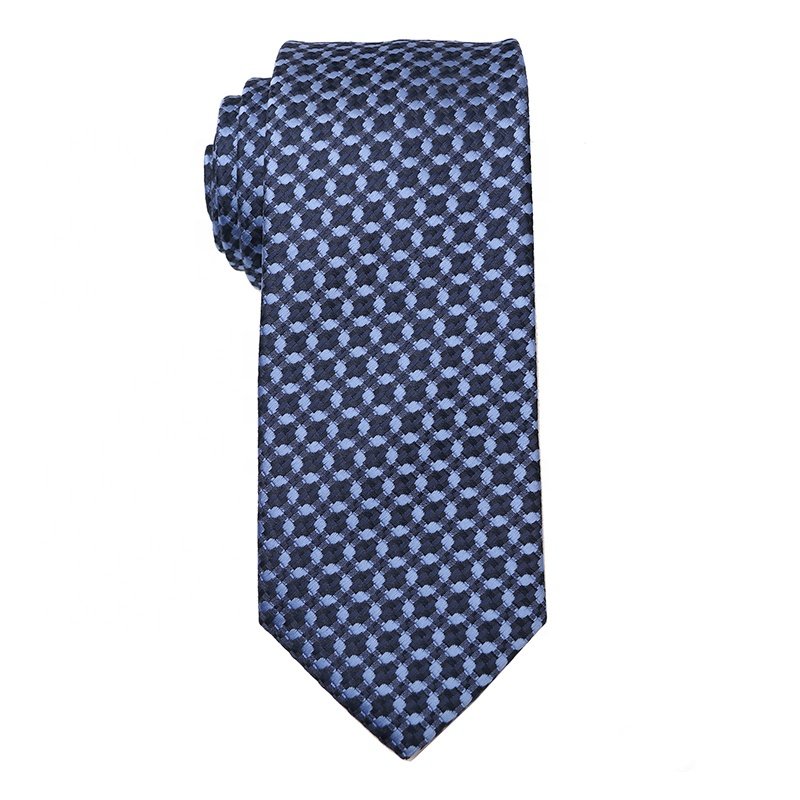 OEM Plaid Brand Necktie Dark Blue Young People's Necktie 100% Polyester Classic Stripe Design Neckties For Men