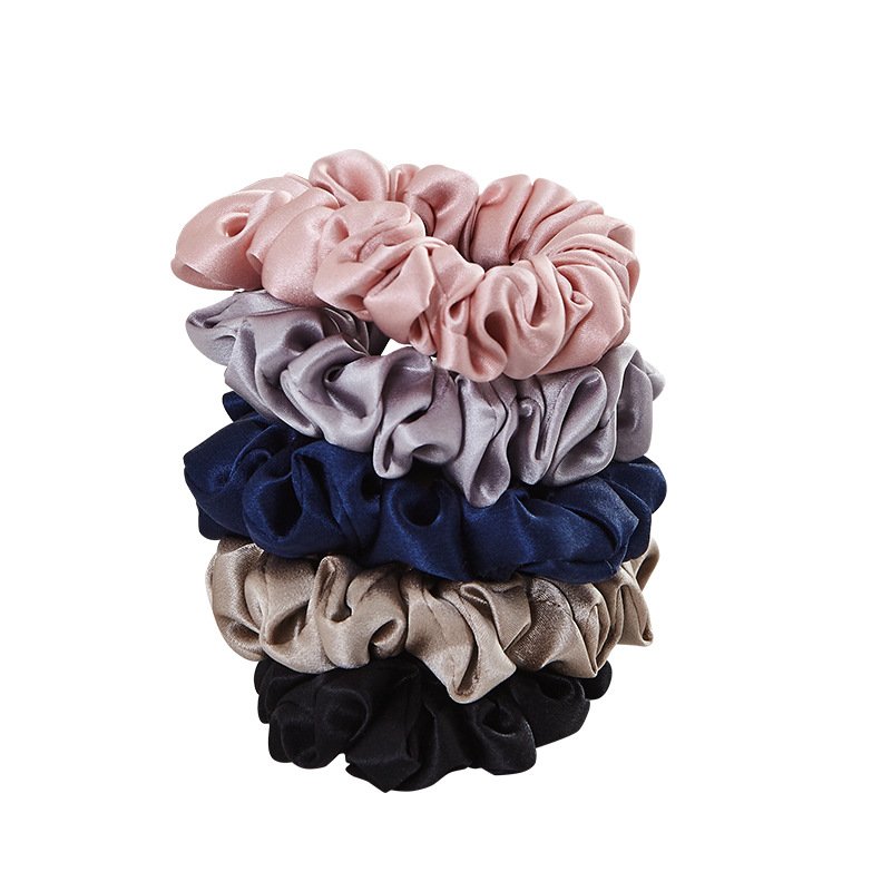 CHENGHE custom logo silk satin hair scrunchies for women wholesale 100% mulberry designed hair band ties set