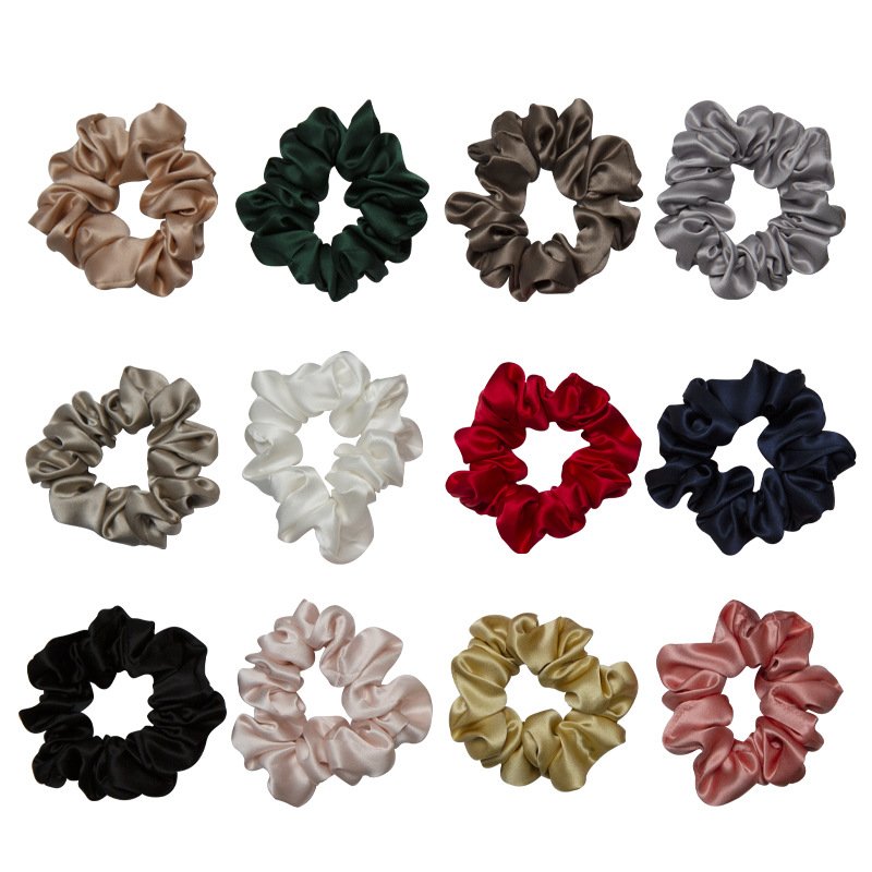 CHENGHE custom logo silk satin hair scrunchies for women wholesale 100% mulberry designed hair band ties set