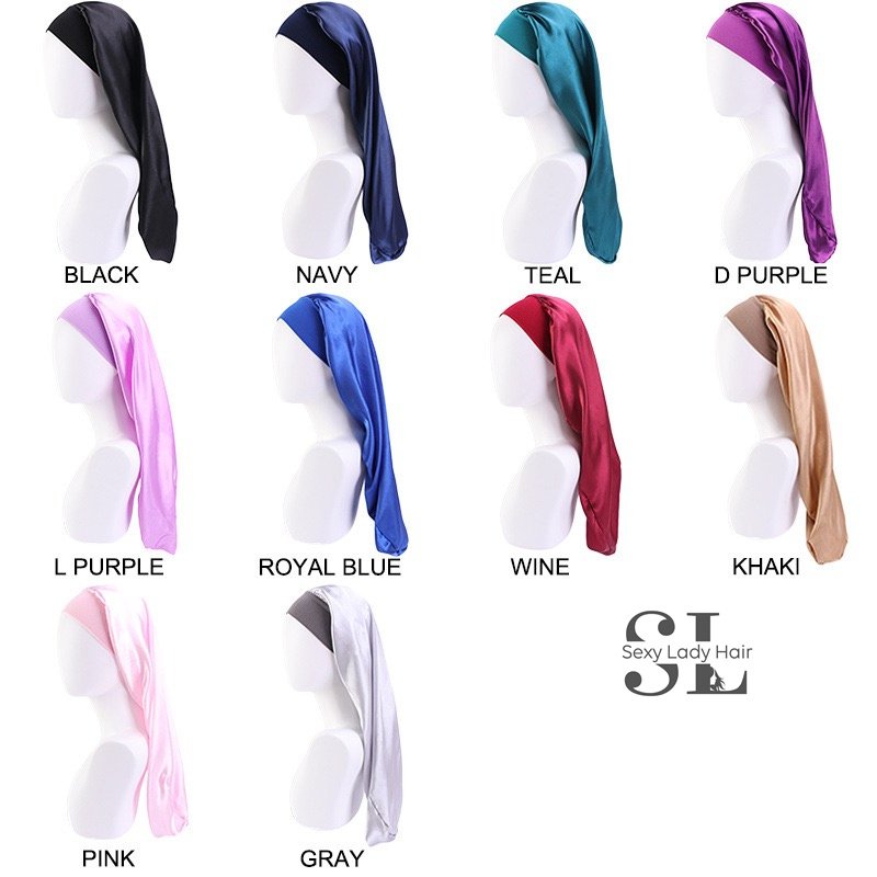 Top Selling Satin Braid Long Bonnet Custom Elastic Long Head Tie Silk Hair Bonnet Sleep Bonnets With Logo