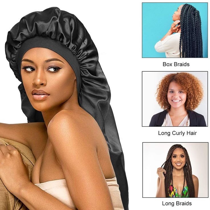 Top Selling Satin Braid Long Bonnet Custom Elastic Long Head Tie Silk Hair Bonnet Sleep Bonnets With Logo