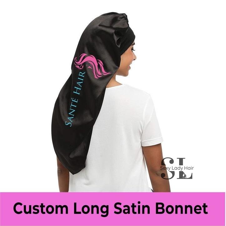 Top Selling Satin Braid Long Bonnet Custom Elastic Long Head Tie Silk Hair Bonnet Sleep Bonnets With Logo