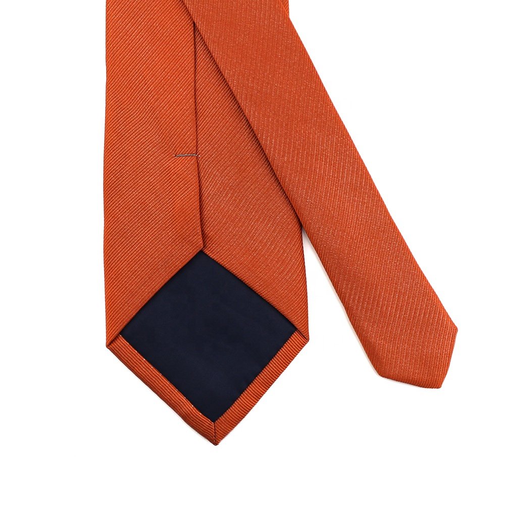 China Suppliers Wholesale Handmade Men Business Fashion Solid Color Necktie Exquisite Grosgrain 100% Silk Woven Burnt Orange Tie