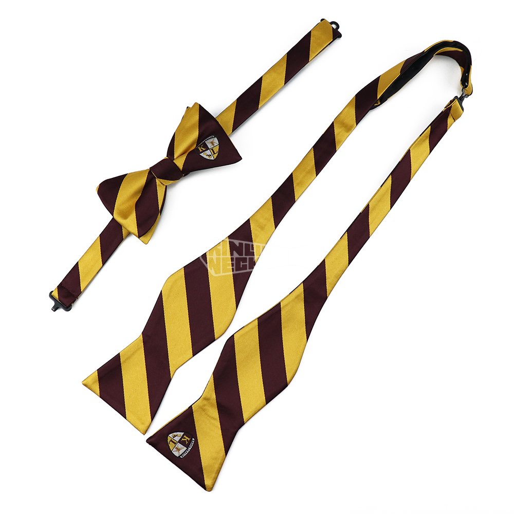 Fraternity Gold And Maroon Pre Tied Bow Tie Manufacturers Mens Bow Ties Custom Bowtie Stripe