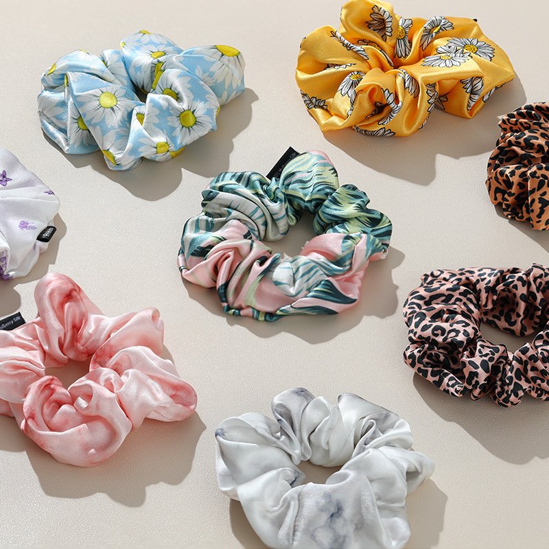 Women Silk Scrunchies Set 100% Pure Natural Real Organza Silk Hair Ties For Ponytail Holder
