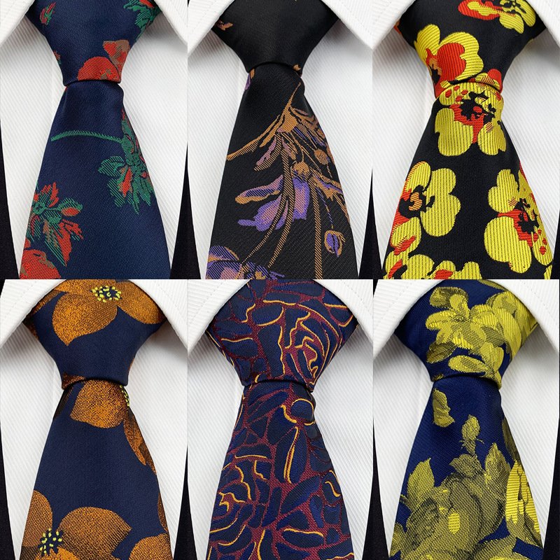 Polyester Tie Fashion Men's Necktie 8cm Navy Blue Green Black Ties Gravatas For Men Floral Slim Neckties Wedding Shirts Cravat