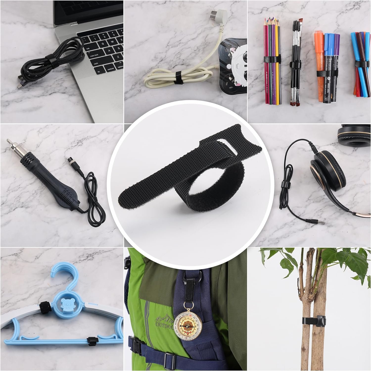 Versatile Magic Strap Cable Ties Custom Size Adjustable Cord Straps Colorful Hook Loop Strap Ties with Velcro Adhesive for Bags