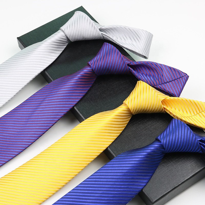 Factory sale 20 colors plain polyester silver wear necktie various neckties china 8cm solid color pinstripes tie for man